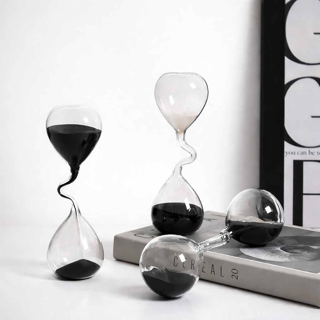 Obsidian Flow – Sculptural Hourglass - valenliving